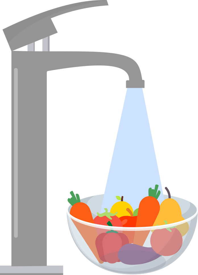Wash fruits and vegetables before eating concept of health care